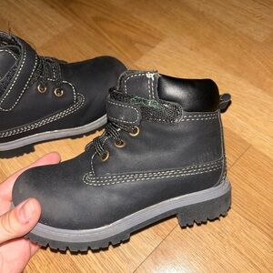 Black and Gray Ankle-High Boots with Rugged Sole